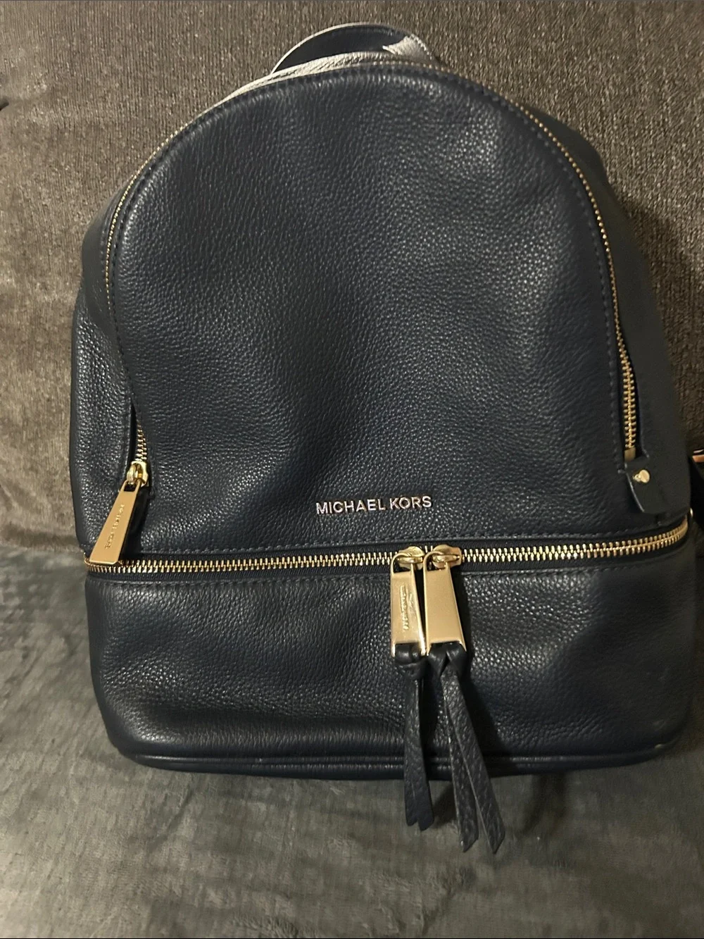 Michael Kors Rhea Medium Leather Backpack~Navy